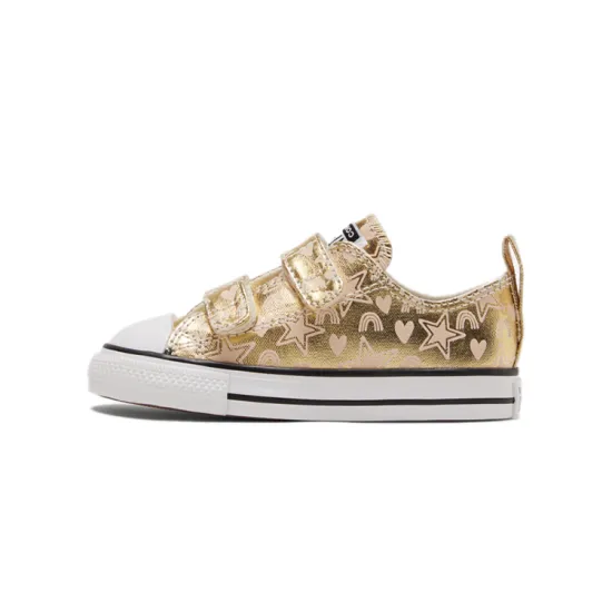 Converse All Star 2V Wear-Resistant Slip-Resistant Low-Top Toddler Shoes Gold Infant And Toddler