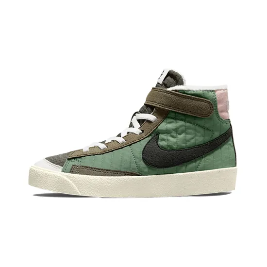 Nike Blazer '77 Anti Slip Wear Resistant Mid Top Skateboard Shoes Green Brown Children Aged 3 7 Years Old