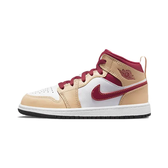 Jordan 1 Mid Light Curry Cardinal PS