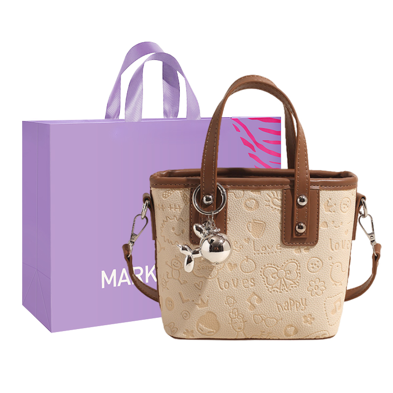 MARKANGARO Pu Bucket Bag, Crossbody Handbag Regular Unisex White/Pink/Black