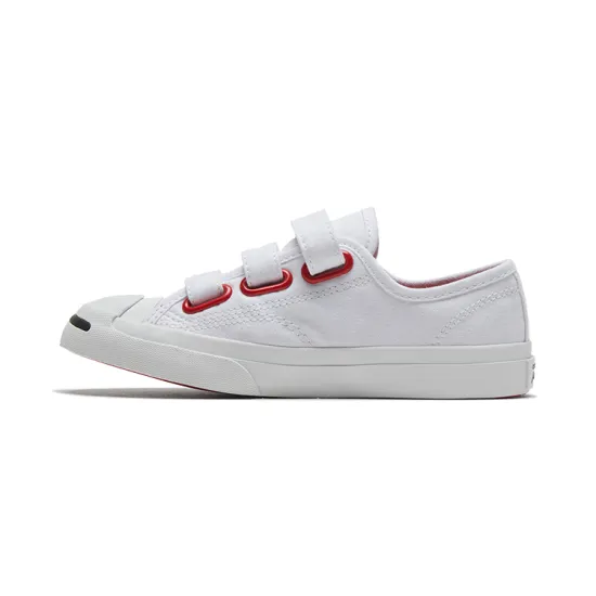 Converse Jack Purcell 3V Anti-Slip Wear-Resistant Low-Top Kids Canvas Shoes White Blue Teenagers