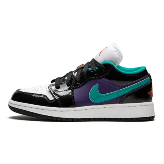 Jordan 1 Low Black Court Purple Turbo Green GS