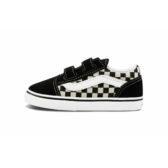 Vans Old Skool Velcro Primary Checkerboard Black White Kids