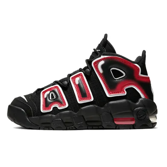 Nike Air More Uptempo Black White Laser Crimson GS
