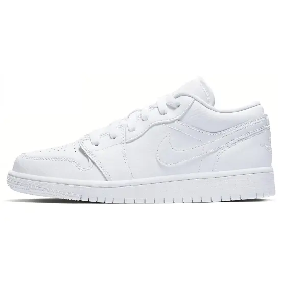 Jordan 1 Low Triple White Logo GS