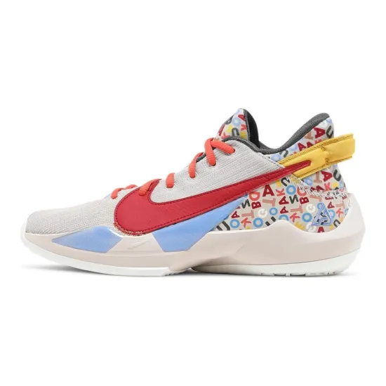 Nike Freak 2 Slip Resistant Cushioning Wear Resistant Mid Top Children's Basketball Shoes Brown Blue Red Teenagers