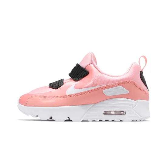 Nike Air Max Tiny 90 Cushioning Low Top Running Shoes Coral Red Children Aged 3 7 Years Old