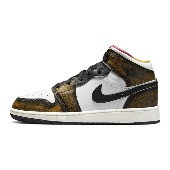 Jordan 1 Mid SE Orange Wear Away GS