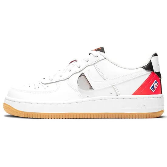 Nike Air Force 1 LV8 NBA White Crimson Gum GS