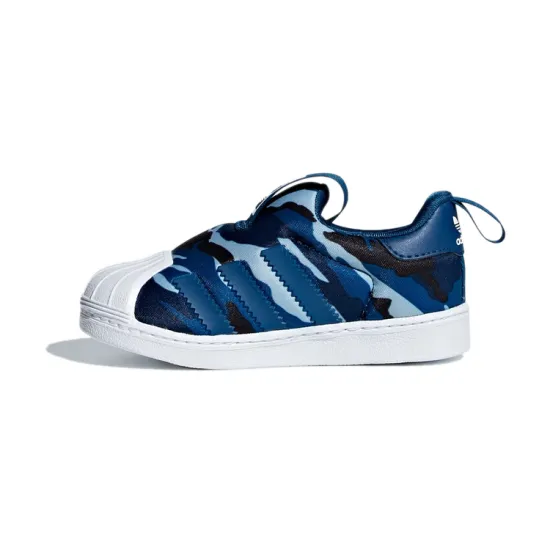Adidas Originals Superstar Series 360 I Wear-Resistant Low-Top Toddler Shoes Blue Black Infant And Toddler