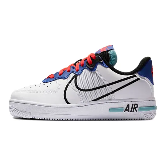 Nike Air Force 1 React White Astronomy Blue Laser Crimson GS