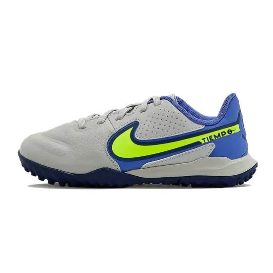 Nike Tiempo Legend 9 Slip Resistant Cushioning Abrasion Resistant Low Top Kids' Soccer Shoes Gray Blue Kids'