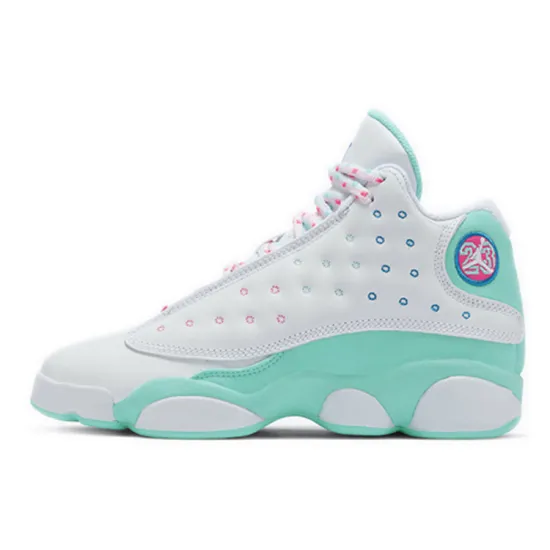 Jordan 13 Retro White Soar Green Pink GS