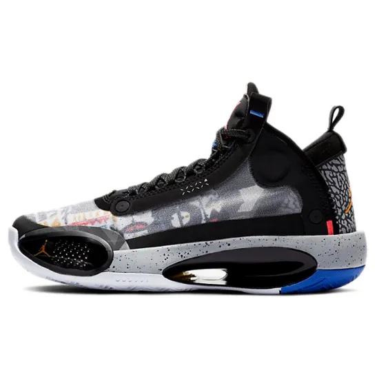 Jordan Air Jordan 34 Low EP Durable Breathable Mid Top Basketball Shoes Black White Teenagers