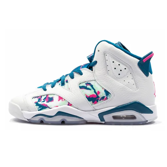 Jordan 6 Retro White Laser Fuchsia Green Abyss GS