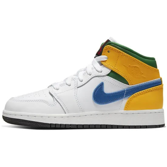 Jordan 1 Mid GS White Court Purple Teal