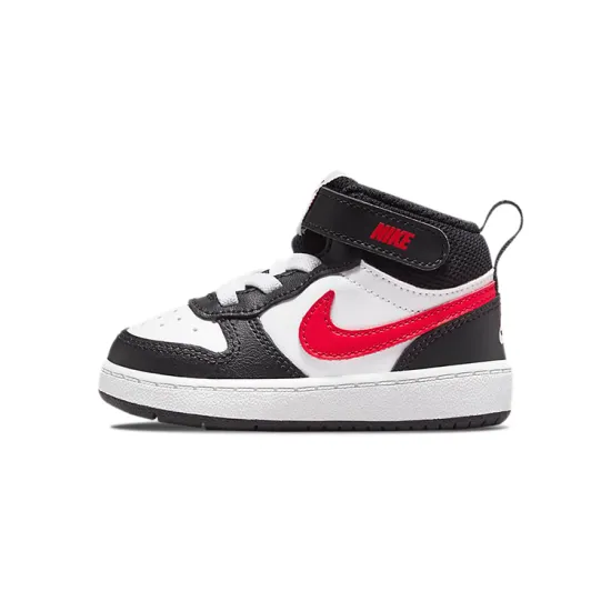 Nike Mid 2 Anti Slip Wear Resistant High Top Skateboard Shoes Black White Red Infant And Toddler