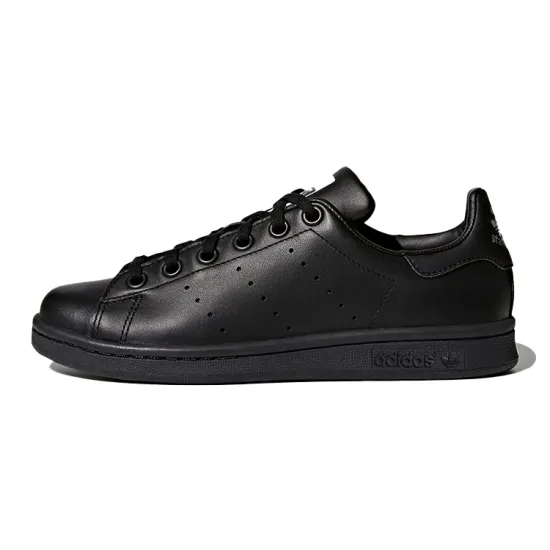 Adidas Originals STAN SMITH Collection J Wear Resistant Low Top Kids' Skateboarding Shoes Black Teenagers