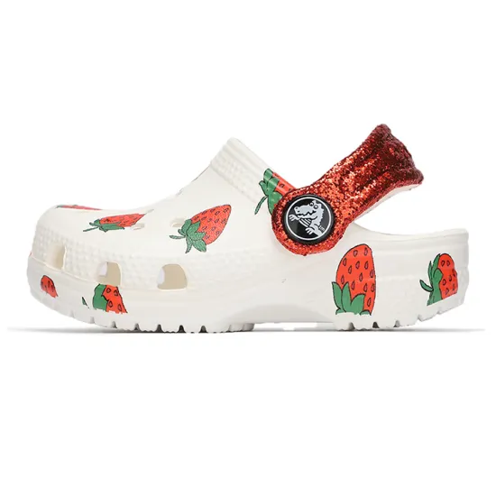 Crocs Classic Clog Anti-Slip Anti-Kick Children's Sandals White Red Kids'