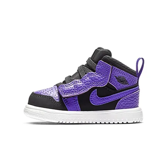 Jordan Air Jordan 1 Mid Alt Anti-Slip Wear-Resistant Mid-Top Toddler Shoes Black Purple Infant And Toddler