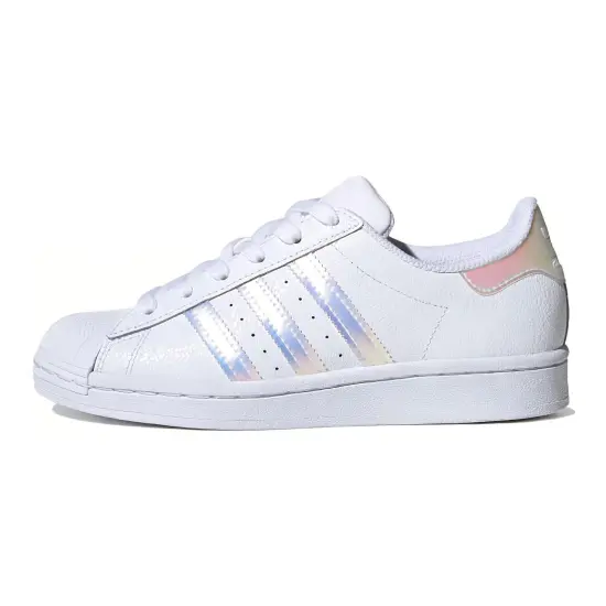 Adidas Originals SUPERSTAR J Slip-Resistant Low-Top Kids' Skateboarding Shoes White Laser Teenagers