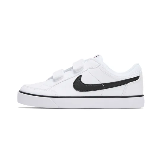 Nike Capri 3 LTR Anti Slip Wear Resistant Low Top Skateboard Shoes White Black Children Aged 3 7 Years Old