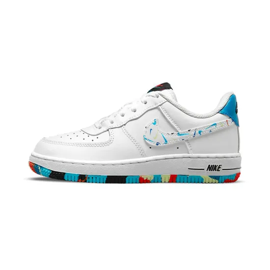 Nike Air Force 1 LV8 3 Low-Top Skateboard Shoes White Blue Black Children Aged 3-7 Years Old