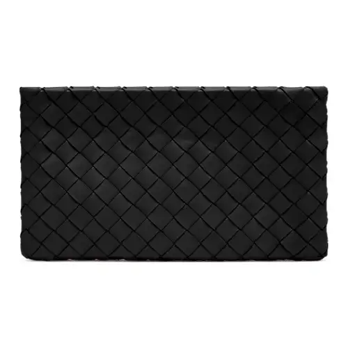 Bottega Veneta Sheepskin With Cow Leather Clutch Small Women's Black