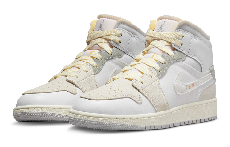 Jordan Air Jordan 1 Mid SE Craft "White and Phantom" GS