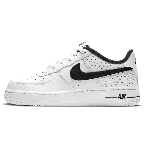 Nike Air Force 1 GS Anti Slip Wear Resistant Low Top Kids' Skateboarding Shoes Black White Teenagers