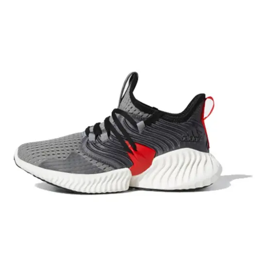 Adidas Alphabounce Instinct CC J Low Top Kids' Running Shoes Gray Red Teenagers