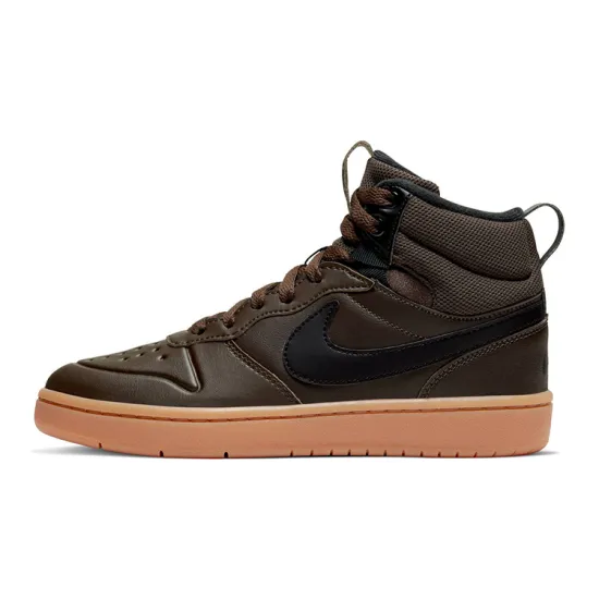 Nike Fly By Mid 2 Slip-Resistant Cushioning Wear-Resistant Mid-Top Kids' Skateboarding Shoes Dark Brown Teenagers