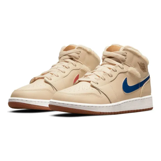Jordan 1 Mid Utility Fleece Pearl White GS