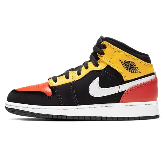 Jordan 1 Mid Black Amarillo Team Orange GS