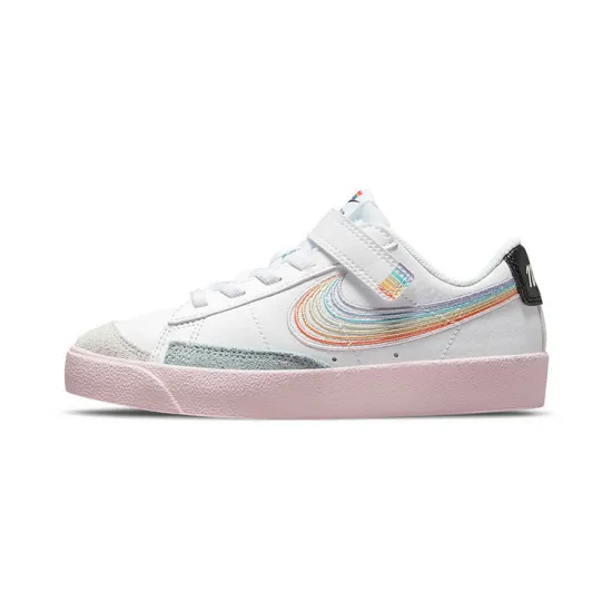 Nike Blazer Low '77 'Be True' Rainbow Hook Low Top Skateboard Shoes White Pink Children Aged 3 7 Years Old