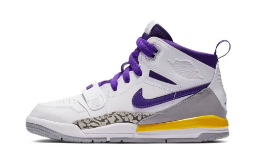 Jordan Legacy 312 Comfortable Everyday Mid-top Children's Basketball Shoes Purple Gold Children's