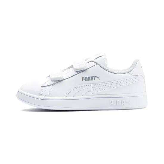 Puma Smash V2 Leather Little Kid 'Triple White'
