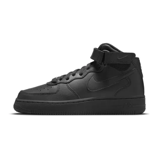 Nike Kids Air Force 1 Mid 'Triple Black' Sneakers