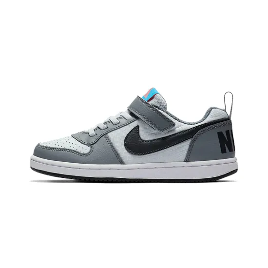 Nike Court Borough Low Slip Resistant Low Top Kids' Skateboarding Shoes Gray Blue Children Aged 3 7 Years Old