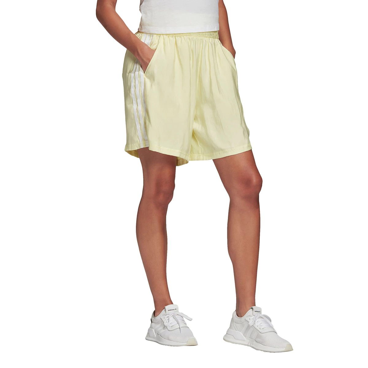 Женские штаны adidas originals Satin Shorts (желтые) — фото 3