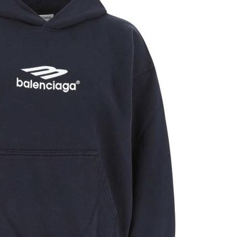 Женское худи Balenciaga SS22 Logo Hoodie (темно-синее) — фото 6