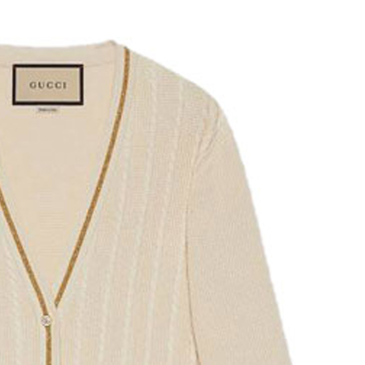 Женский кардиган Gucci Double G Chain Wool Cardigan (белый) — фото 3