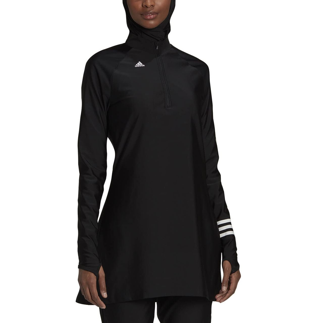Adidas Women’s Standard 3 stripes Long Sleeve Swim Top Black