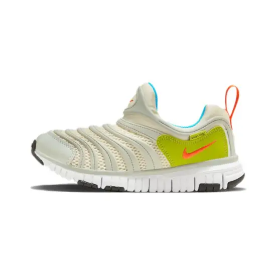 Nike Dynamo Free PS Caterpillar Cushioning Low-Top Kids Lifestyle Shoes Silver Green Pre-school