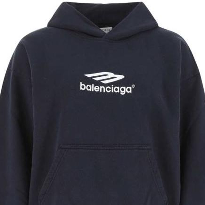 Женское худи Balenciaga SS22 Logo Hoodie (темно-синее) — фото 4