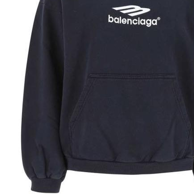 Женское худи Balenciaga SS22 Logo Hoodie (темно-синее) — фото 7