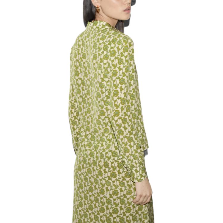 Женская футболка-рубашка Gucci Floral Shirt (зеленая) — фото 6