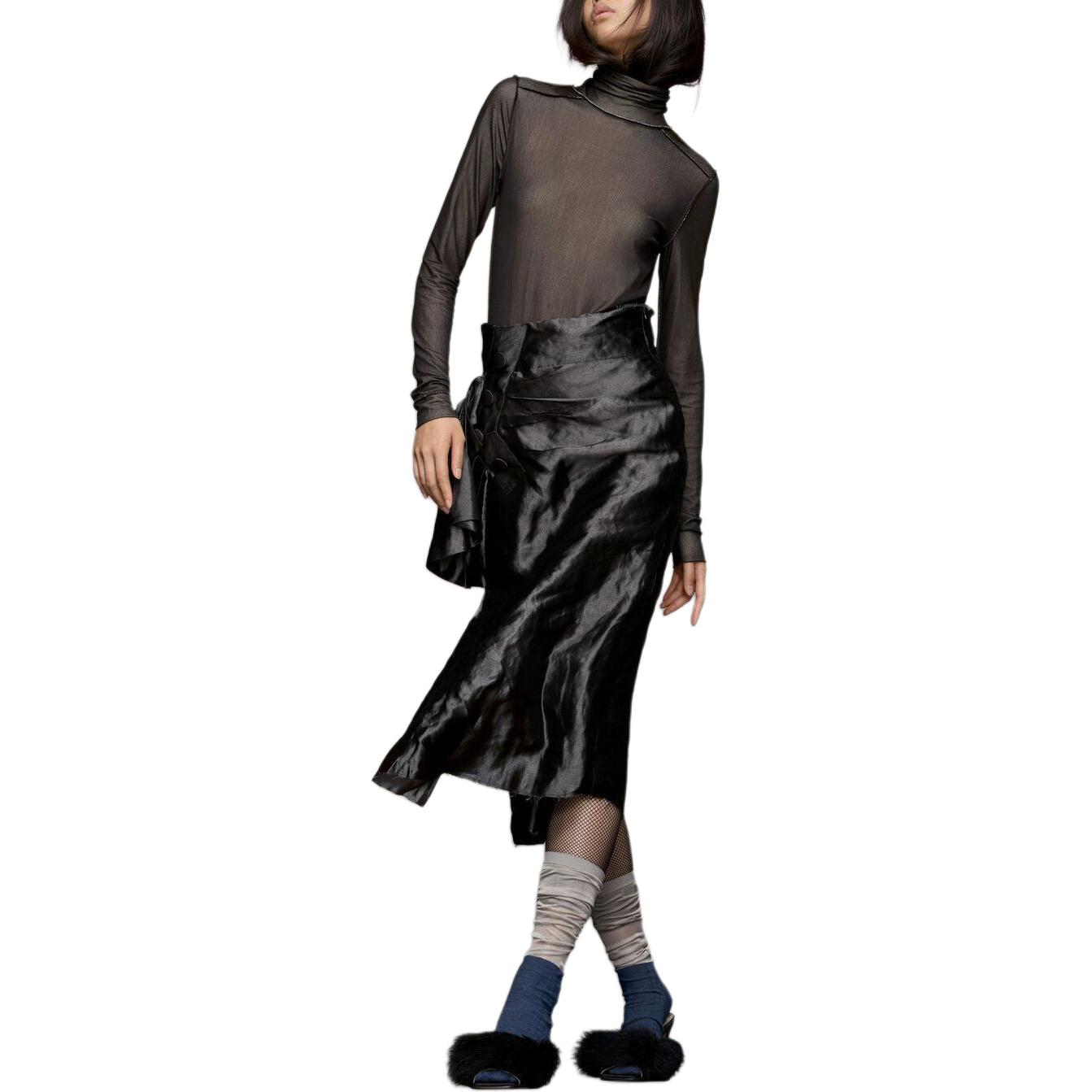 Женская юбка Maison Margiela Metal silk skirt (черный) — фото 3