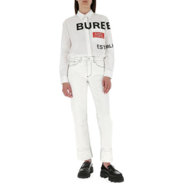 Женские штаны Burberry (белые) — фото 4
