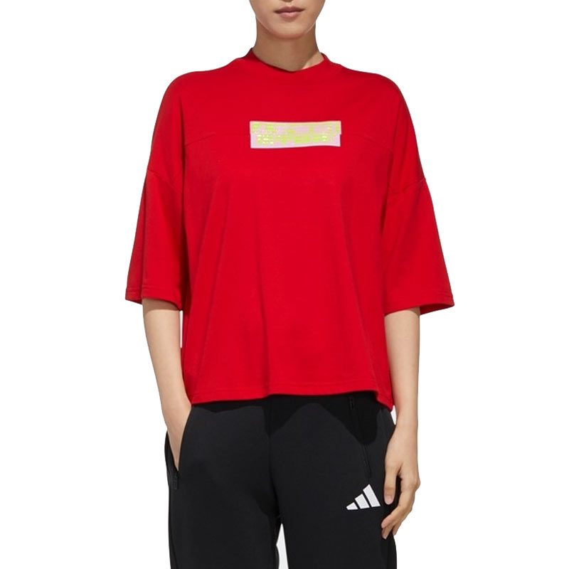 Женская футболка adidas Oversize T-shirt (красная) — фото 5